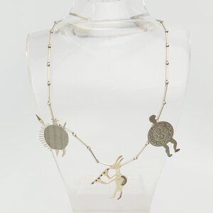 Whimsical southwestern figures tricksters turtle figure sterling silver necklace